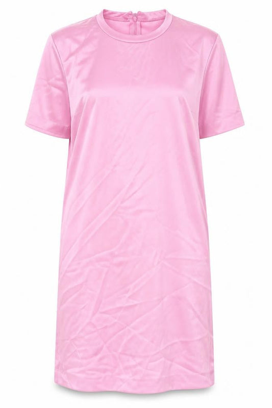Zara Womens Pink Polyester T-Shirt Dress Size S Round Neck Zip