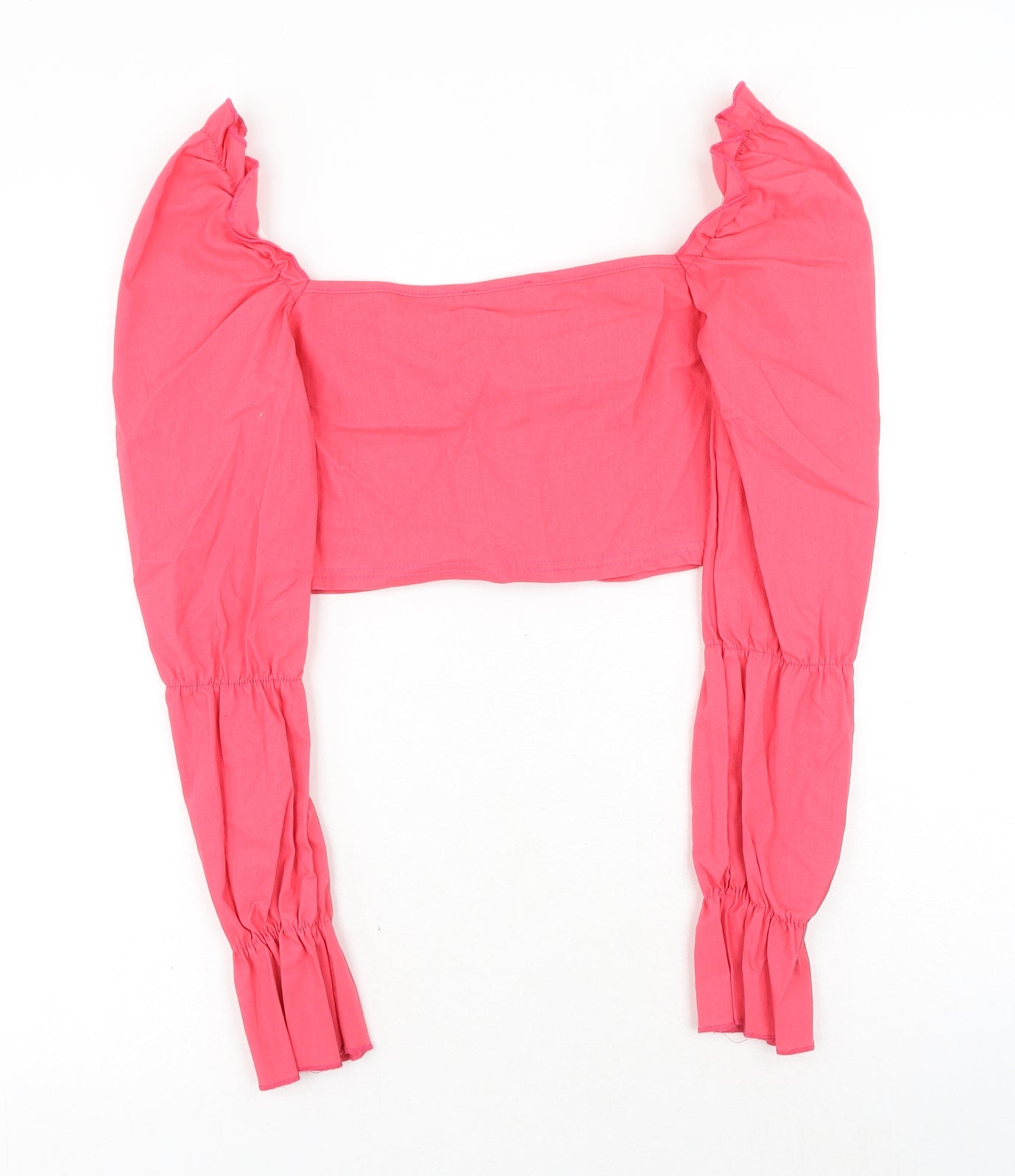 PRETTYLITTLETHING Womens Pink Polyester Cropped Blouse Size 6 Sweetheart
