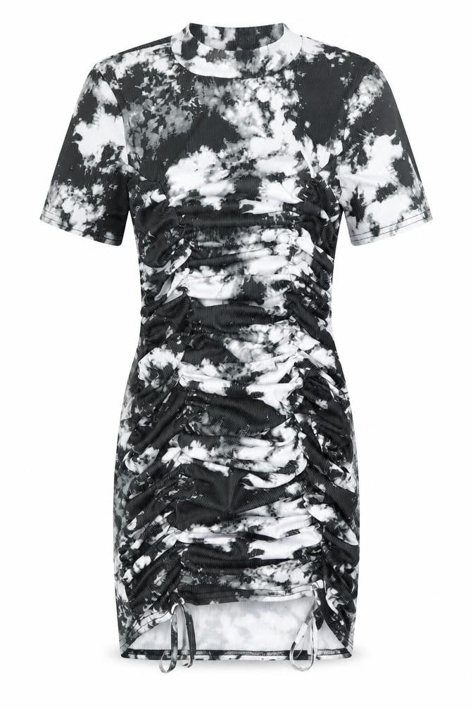 Vivichi Womens Grey Tie Dye Polyester Bodycon Size S Mock Neck Pullover