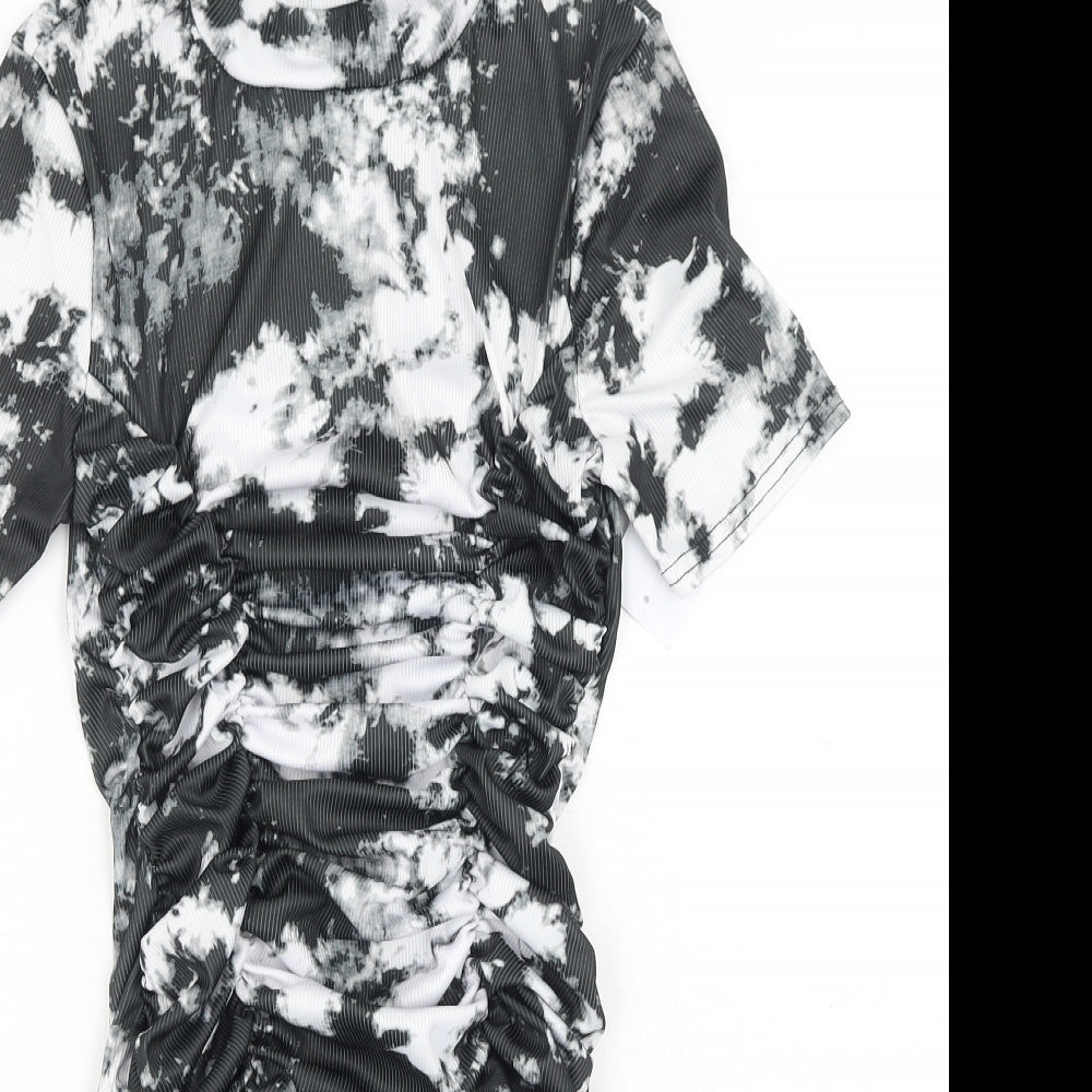 Vivichi Womens Grey Tie Dye Polyester Bodycon Size S Mock Neck Pullover