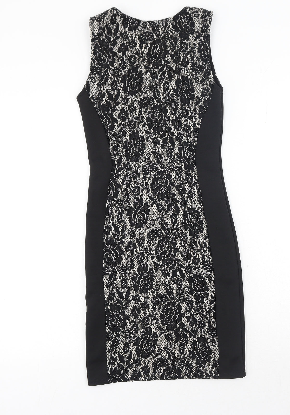 Agenda Womens Black Floral Polyester Pencil Dress Size 8 Scoop Neck Pullover