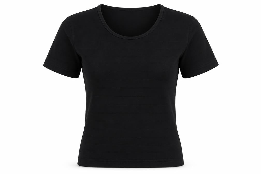 Country Casuals Womens Black Polyester Basic T-Shirt Size S Scoop Neck