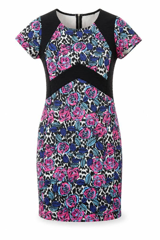 Select Womens Multicoloured Floral Viscose T-Shirt Dress Size 10 Boat Neck Zip