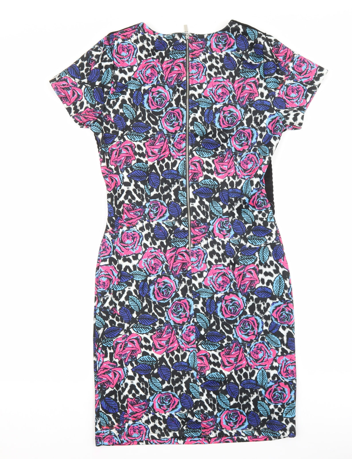 Select Womens Multicoloured Floral Viscose T-Shirt Dress Size 10 Boat Neck Zip