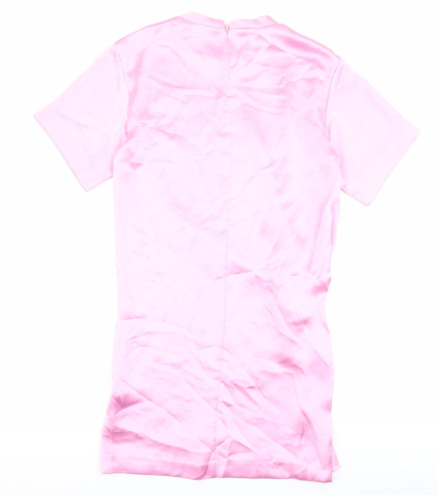 Zara Womens Pink Polyester T-Shirt Dress Size XS Round Neck Zip