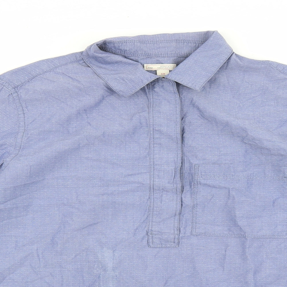 Gap Mens Blue Cotton Button-Up Size S Collared Button
