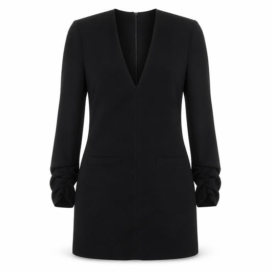 Zara Womens Black Polyester Sheath Size XS V-Neck Zip