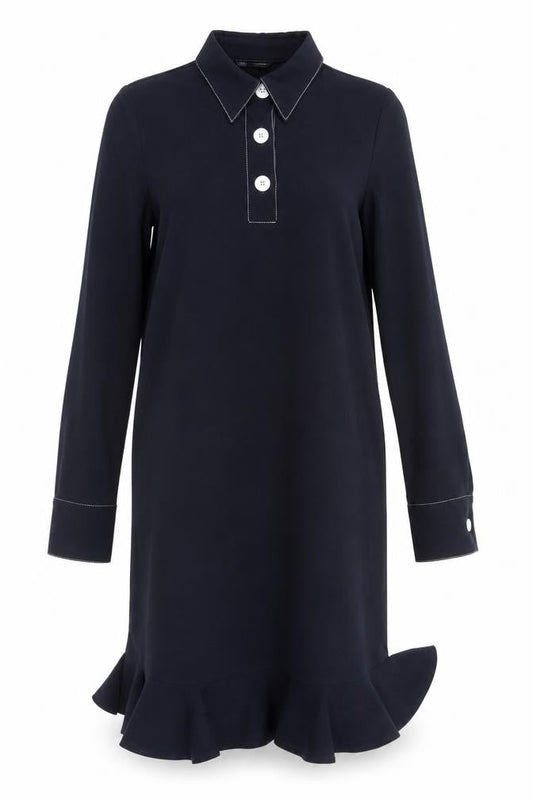 Marks & Spencer Womens Blue Polyester Shirt Dress Size 8 Collared Button