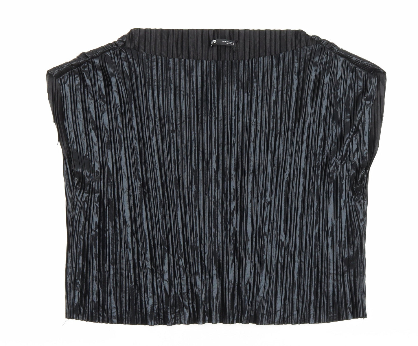 Zara Womens Black Polyester Basic Blouse Size M Boat Neck