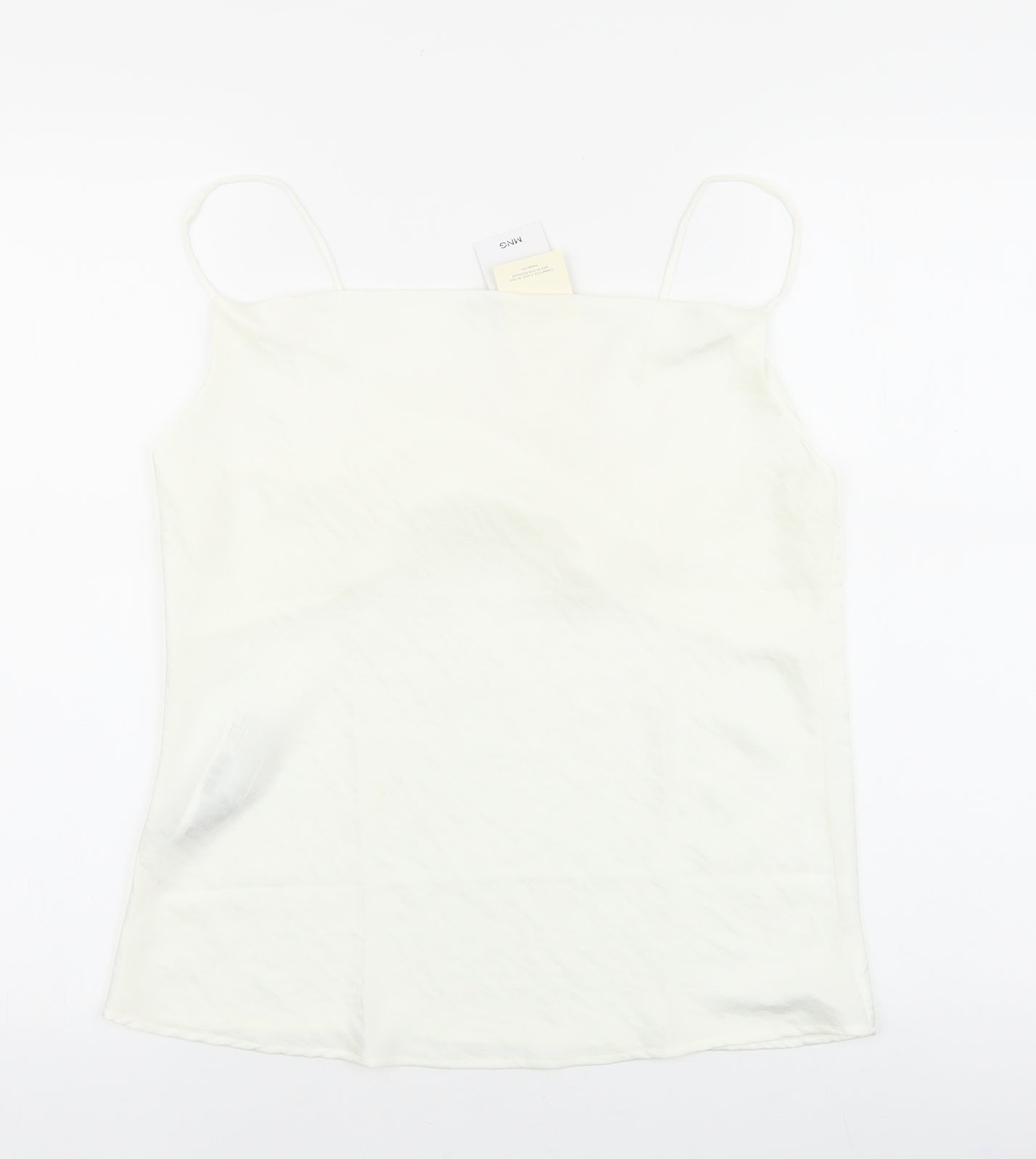 Mango Womens Ivory Polyester Basic Tank Size S Square Neck