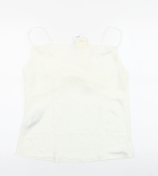 Mango Womens Ivory Polyester Basic Tank Size S Square Neck