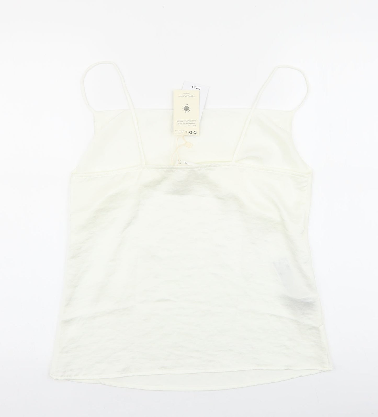 Mango Womens Ivory Polyester Basic Tank Size S Square Neck