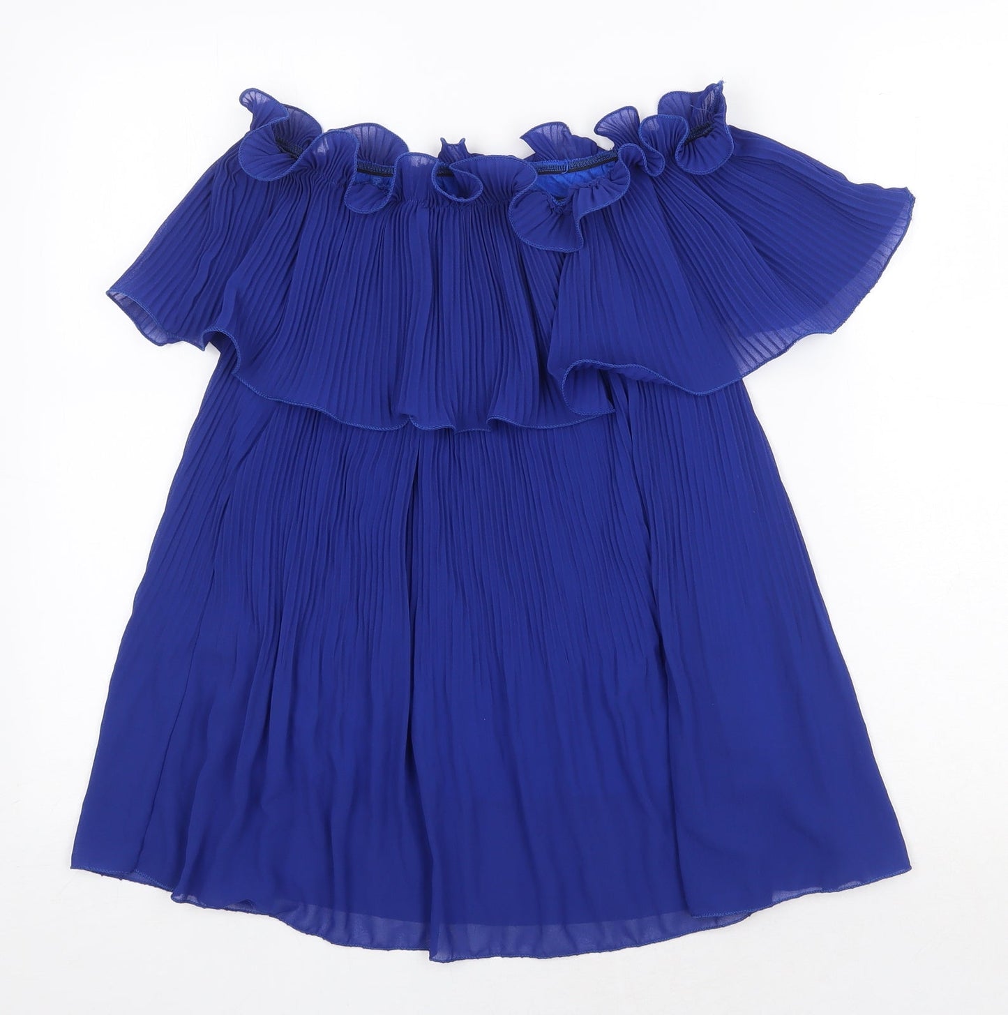 Preworn Womens Blue Polyester Basic Blouse One Size Off the Shoulder