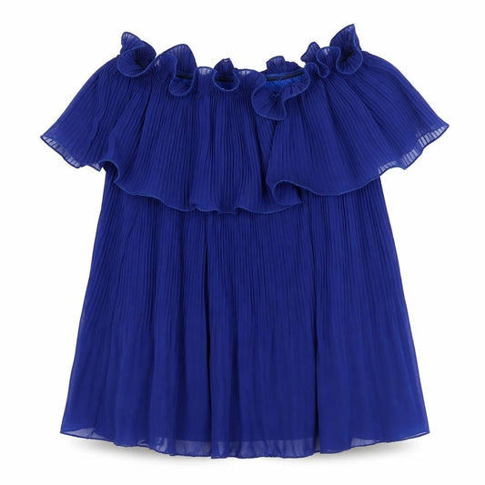 Preworn Womens Blue Polyester Basic Blouse One Size Off the Shoulder