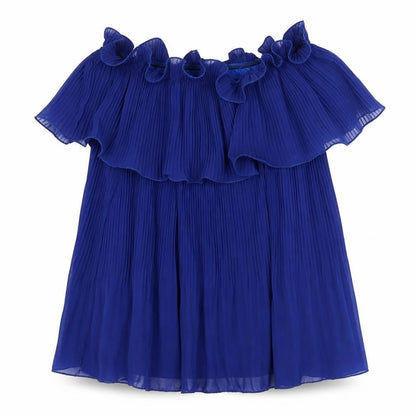 Preworn Womens Blue Polyester Basic Blouse One Size Off the Shoulder