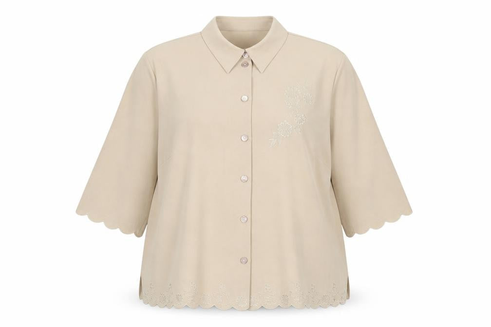 TanJay Womens Beige Polyester Basic Button-Up Size 22 Collared