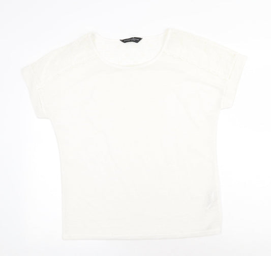 Dorothy Perkins Womens White Polyester Basic T-Shirt Size 14 Round Neck