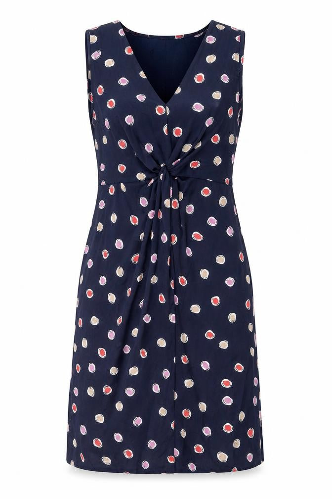 Clements Ribeiro Womens Blue Geometric Polyester A-Line Size 12 V-Neck Zip