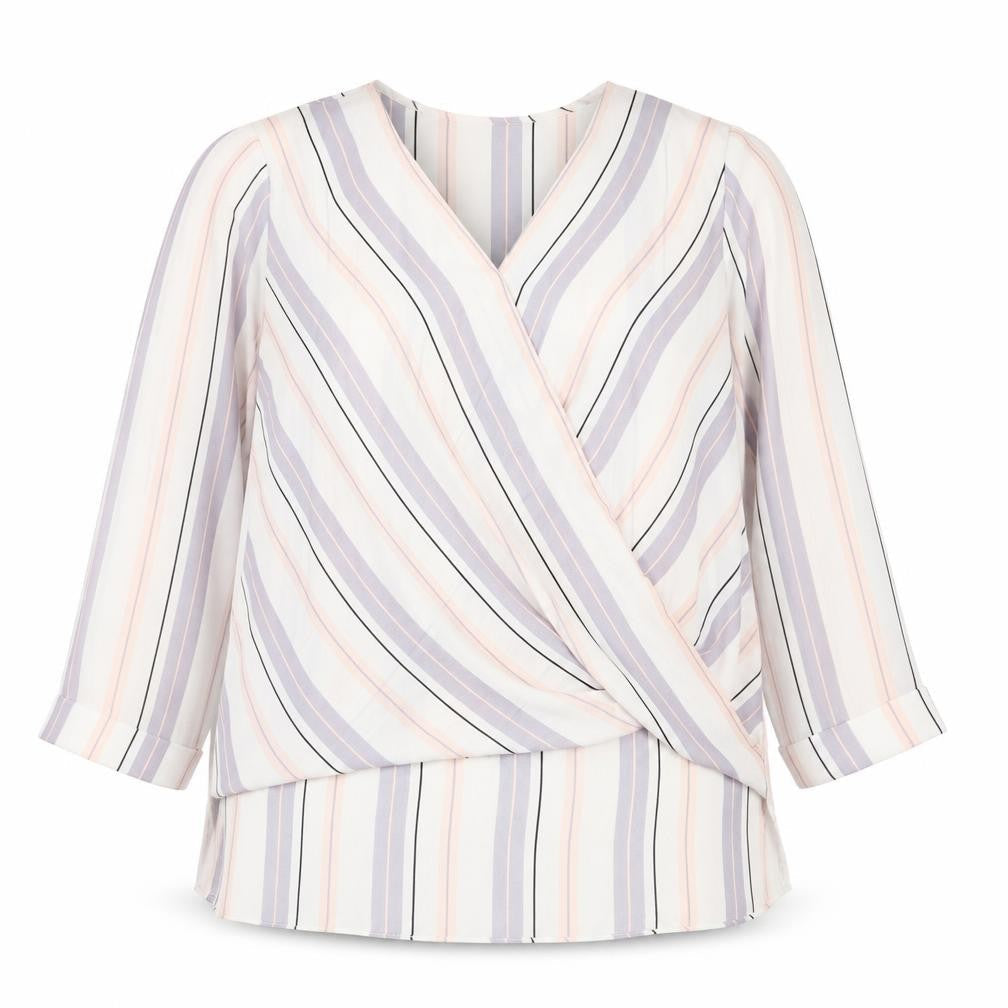 Atmosphere Womens Multicoloured Striped Polyester Basic Blouse Size 10 V-Neck