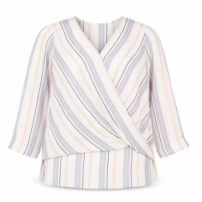 Atmosphere Womens Multicoloured Striped Polyester Basic Blouse Size 10 V-Neck