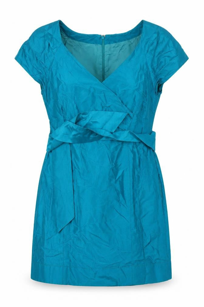 Coast Womens Green Silk A-Line Size 12 V-Neck Zip