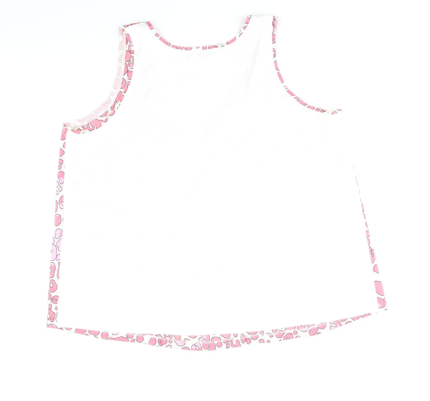 Marks and Spencer Womens Pink Animal Print Polyester Basic Blouse Size 14 Scoop Neck