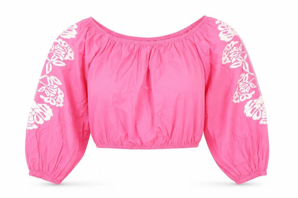 Marks & Spencer Womens Pink 100% Cotton Basic Blouse Size 14 Off the Shoulder