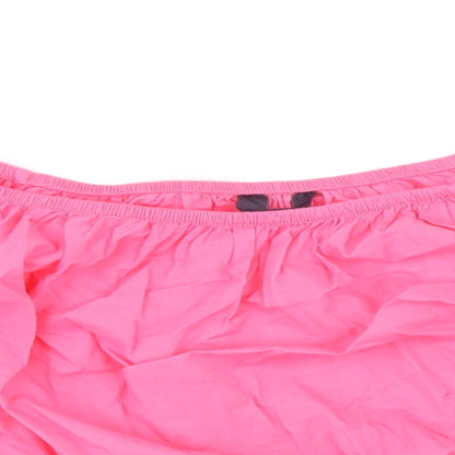 Marks & Spencer Womens Pink 100% Cotton Basic Blouse Size 14 Off the Shoulder