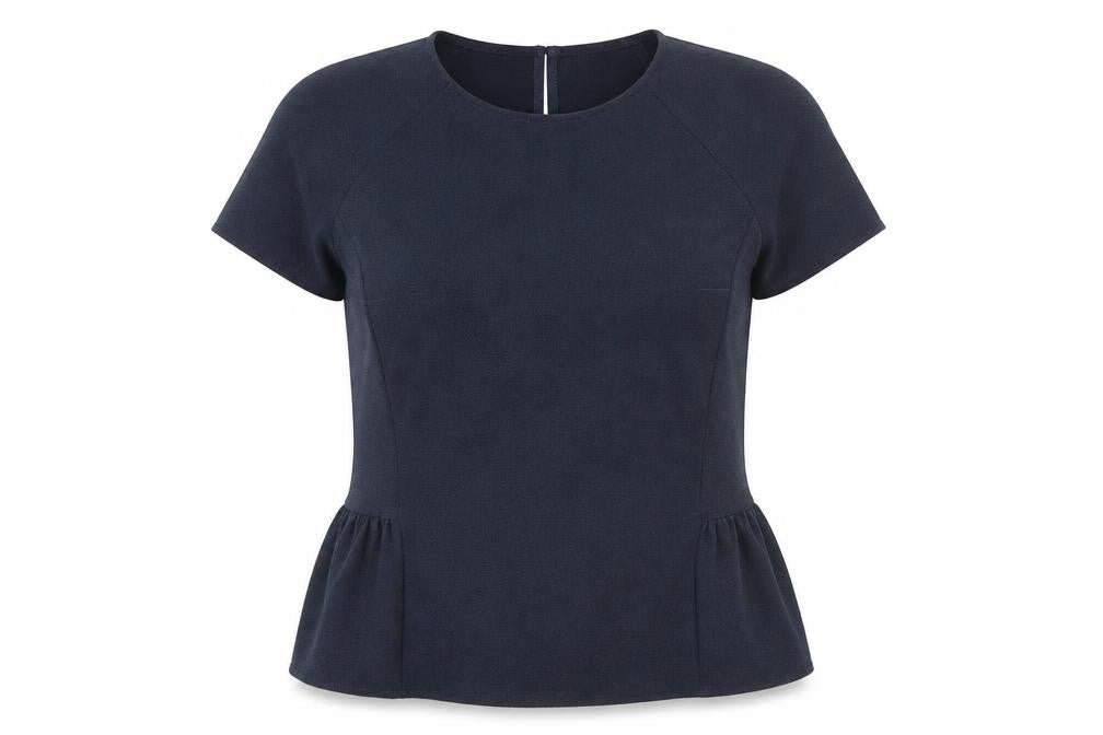 Definitions Womens Blue Polyester Basic Blouse Size 12 Round Neck
