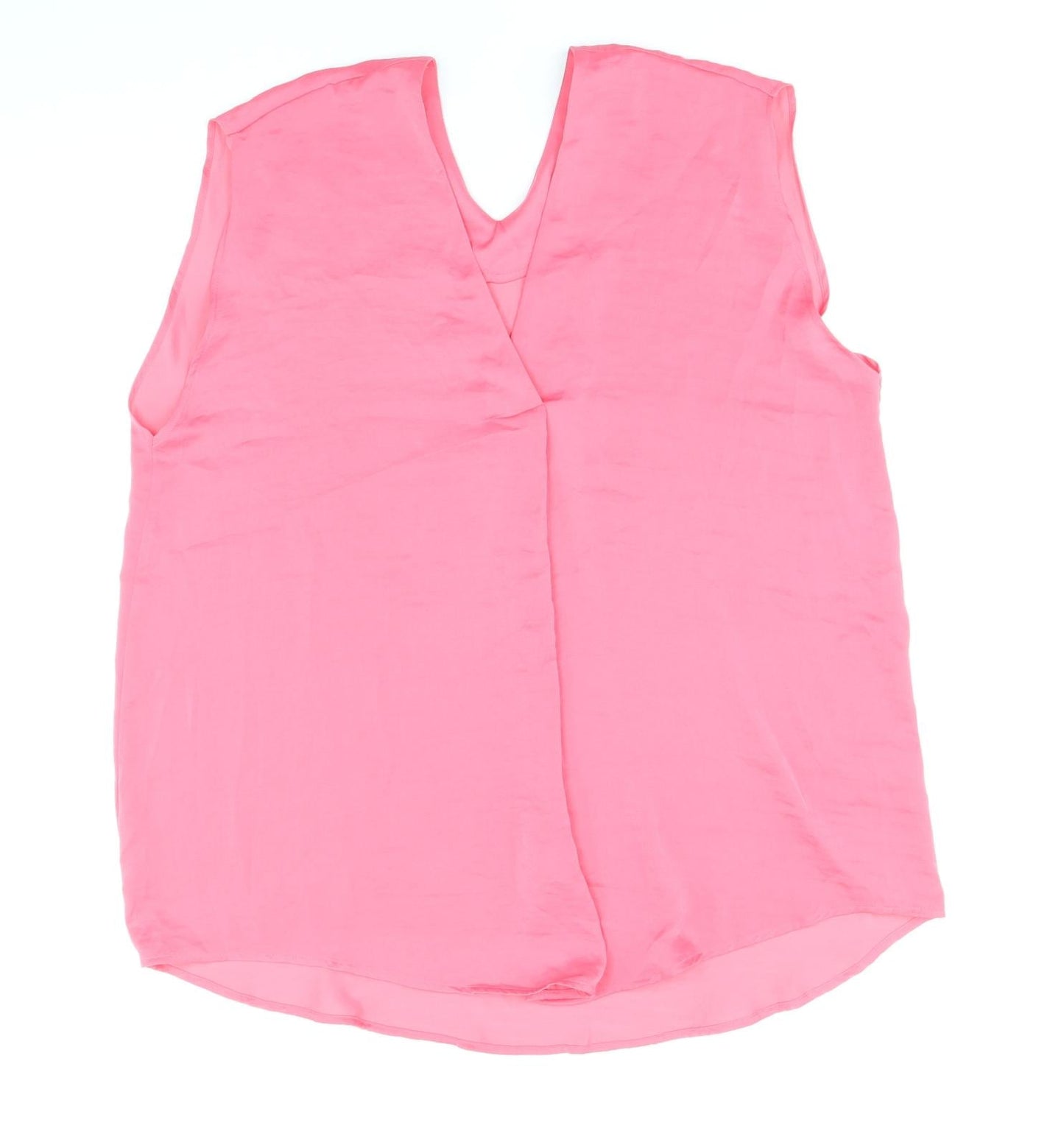 Marks and Spencer Womens Pink Polyester Basic Tank Size 14 V-Neck