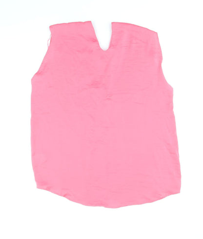 Marks & Spencer Womens Pink Polyester Basic Tank Size 14 V-Neck