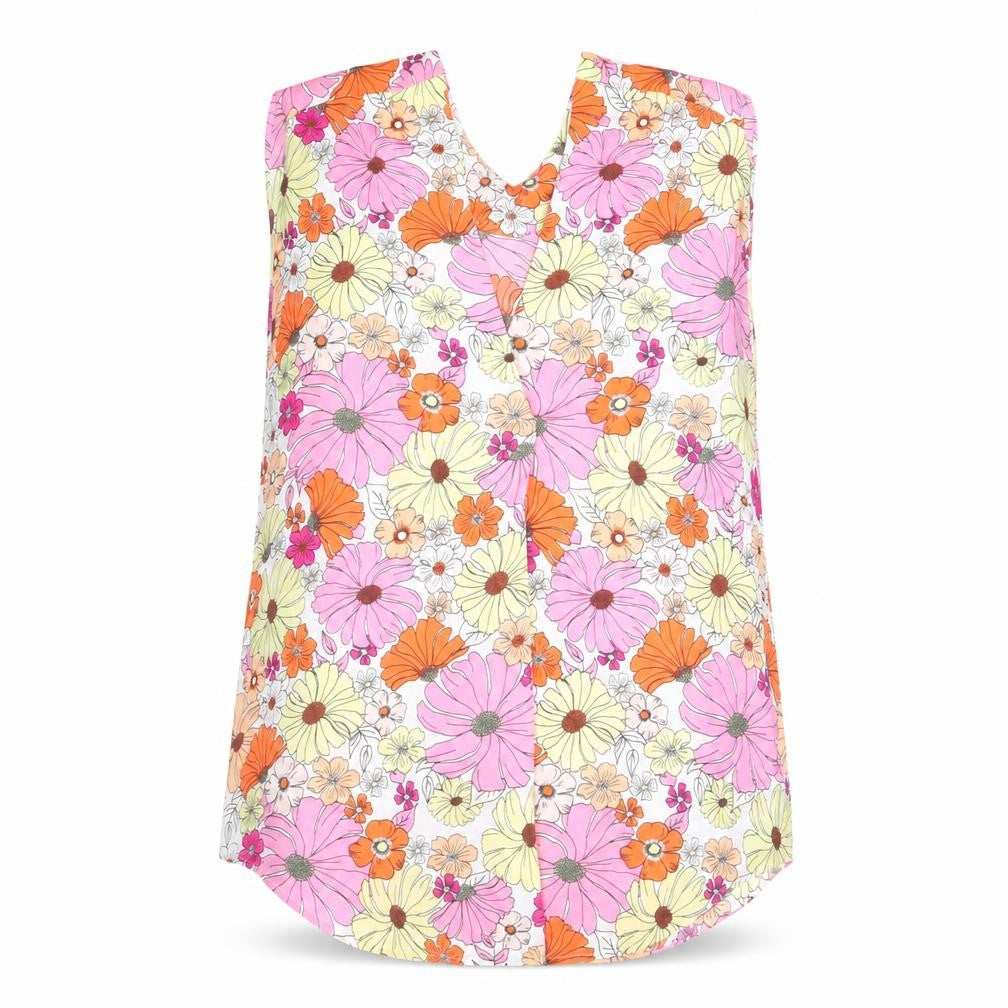 Marks & Spencer Womens Multicoloured Floral Polyester Basic Tank Size 8 V-Neck