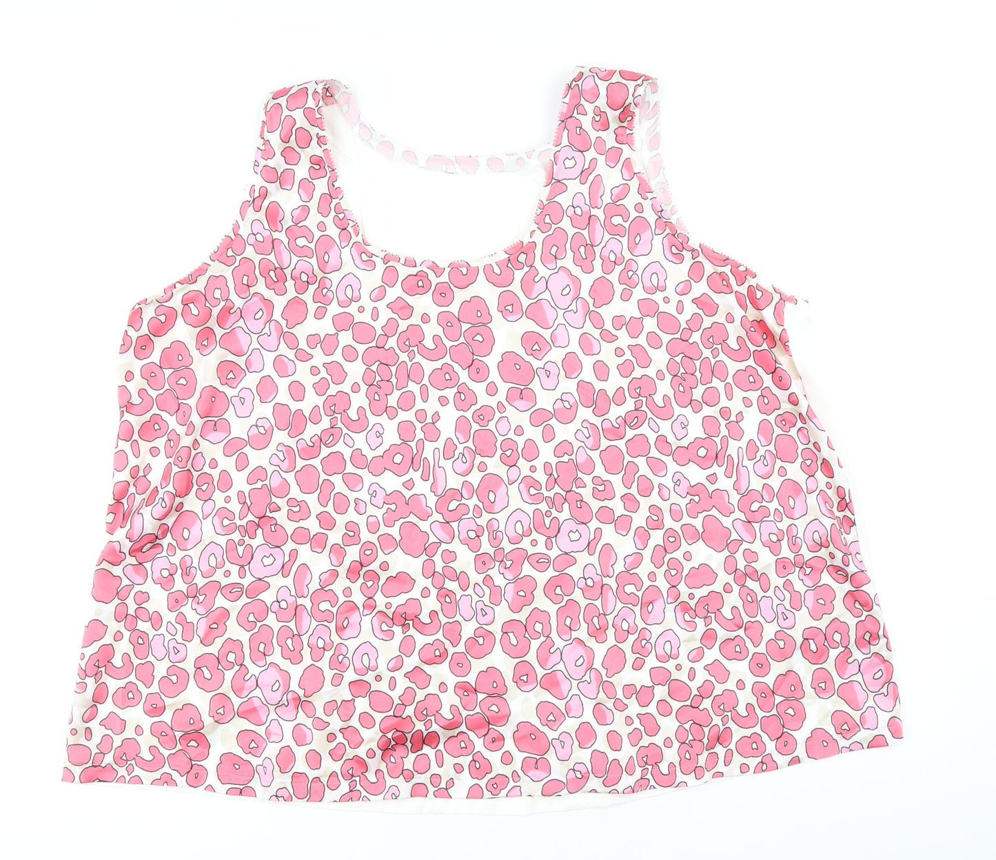 Marks and Spencer Womens Pink Animal Print Polyester Basic Tank Size 18 Scoop Neck - Leopard Print