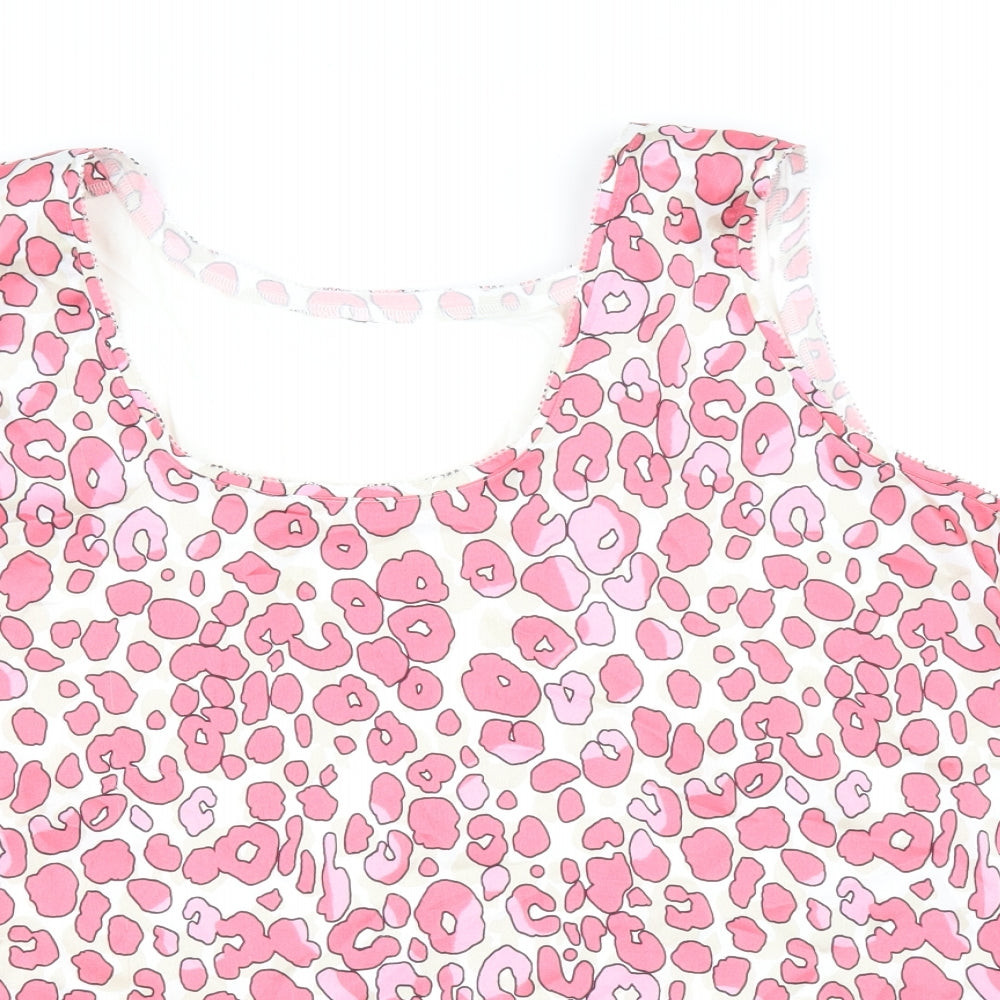 Marks and Spencer Womens Pink Animal Print Polyester Basic Tank Size 18 Scoop Neck - Leopard Print