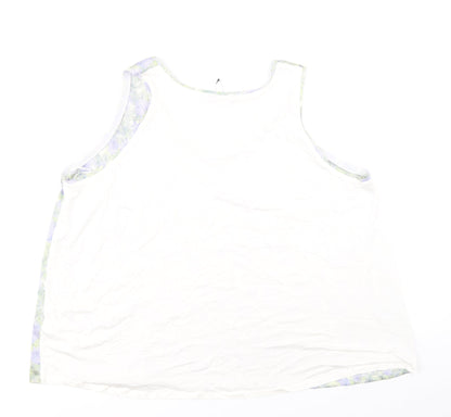 Marks & Spencer Womens White Geometric Polyester Basic Tank Size 22 Round Neck