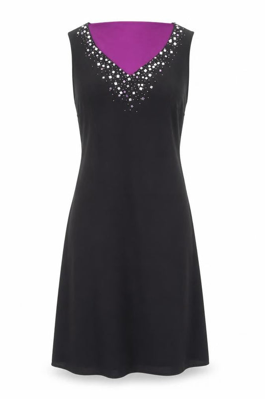 Debenhams Womens Black Polyester A-Line Size 10 V-Neck Pullover - Embellished Neckline