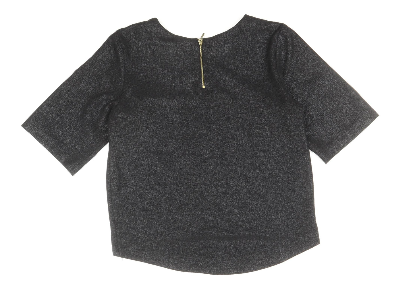 Atmosphere Womens Black Polyester Basic T-Shirt Size 10 Round Neck