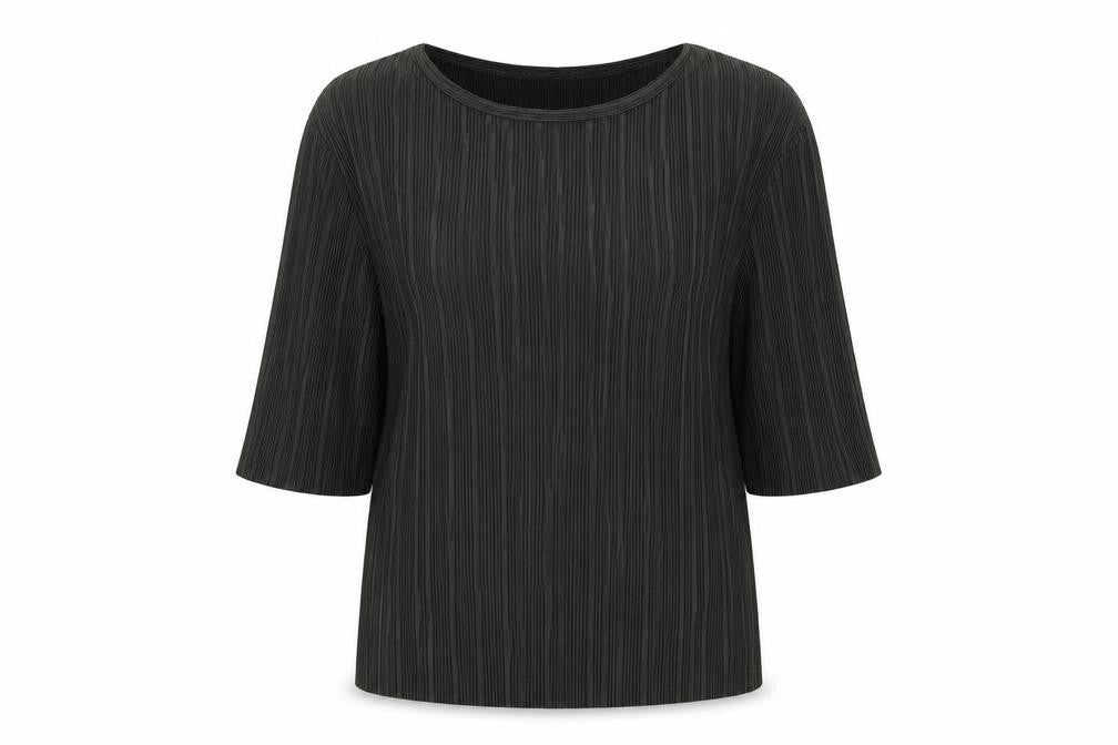 Atmosphere Womens Green Polyester Basic T-Shirt Size 6 Round Neck - Plisse