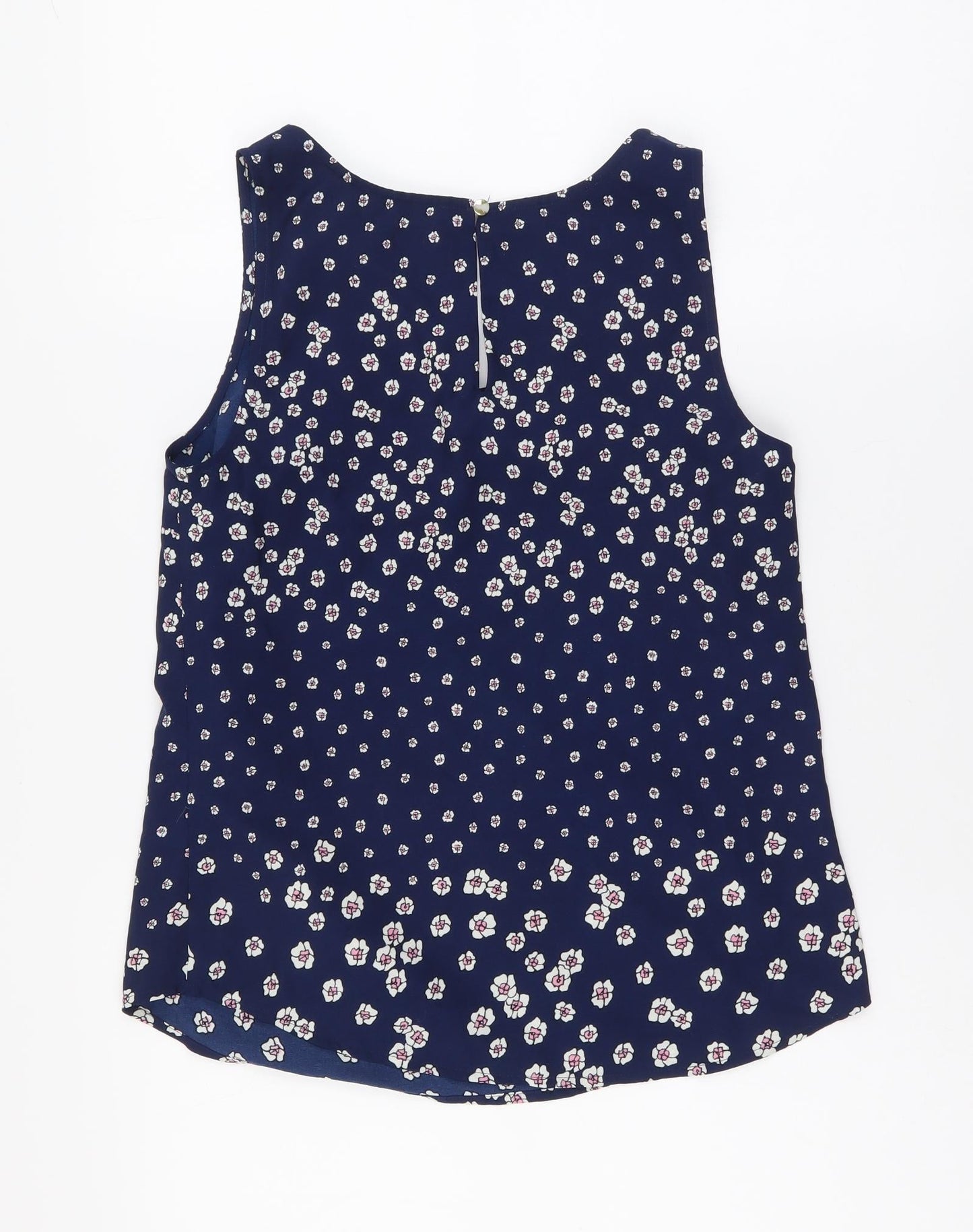Oasis Womens Blue Floral Polyester Basic Tank Size 8 Scoop Neck