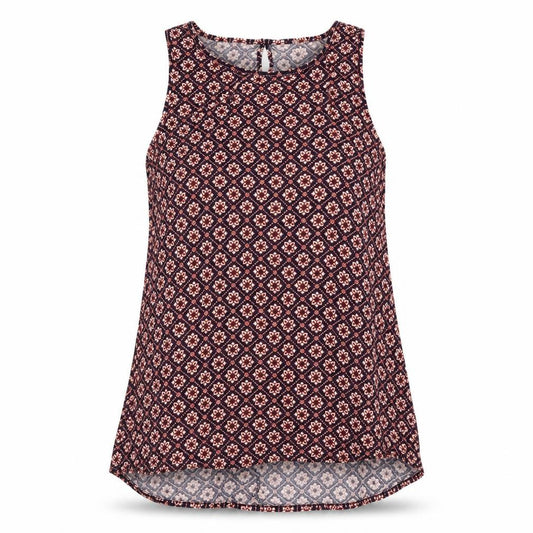 Papaya Womens Multicoloured Geometric Viscose Basic Tank Size 8 Round Neck