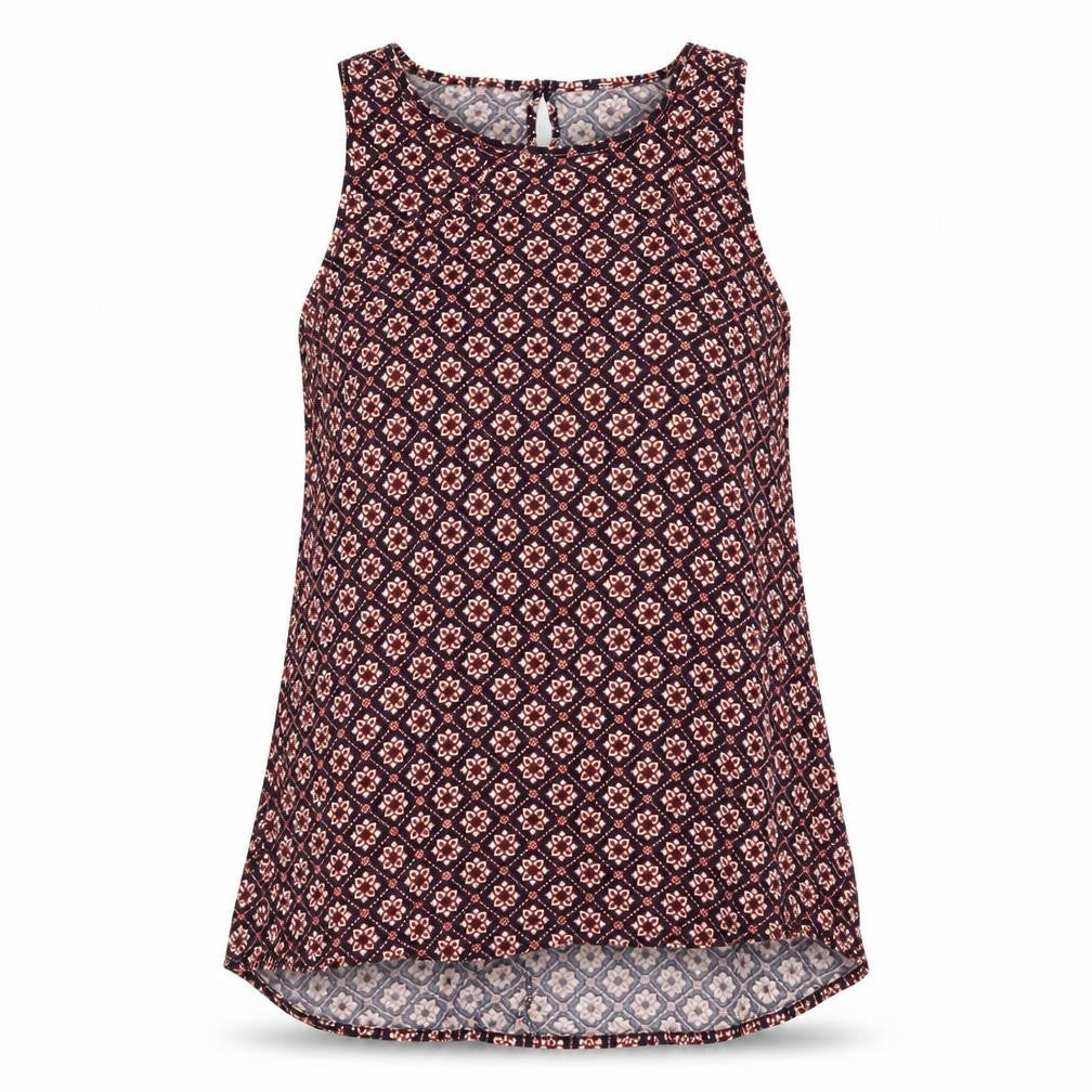 Papaya Womens Multicoloured Geometric Viscose Basic Tank Size 8 Round Neck