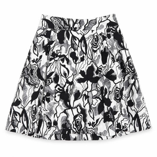 Mango Womens Multicoloured Geometric Cotton Flare Skirt Size M Zip