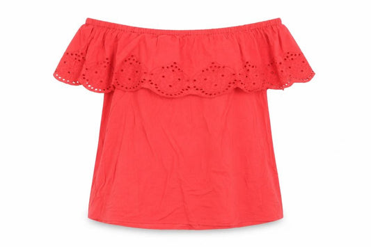 H&M Womens Pink Cotton Basic Blouse Size 10 Off the Shoulder