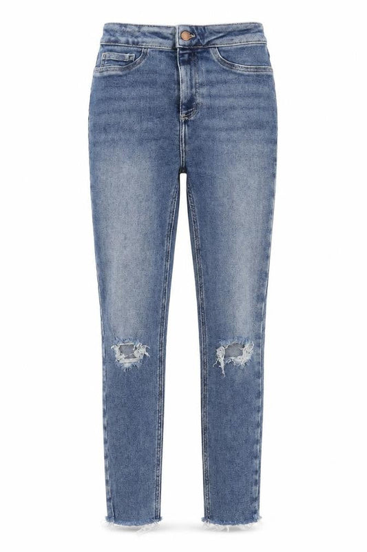 New Look Womens Blue Cotton Skinny Jeans Size 8 Regular Button
