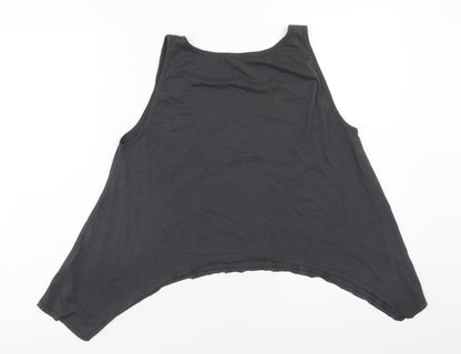 Miss Selfridge Womens Grey Cotton Basic Tank Size 12 Scoop Neck - Flower