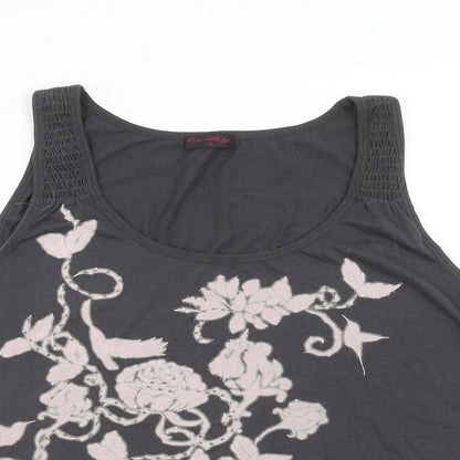 Miss Selfridge Womens Grey Cotton Basic Tank Size 12 Scoop Neck - Flower