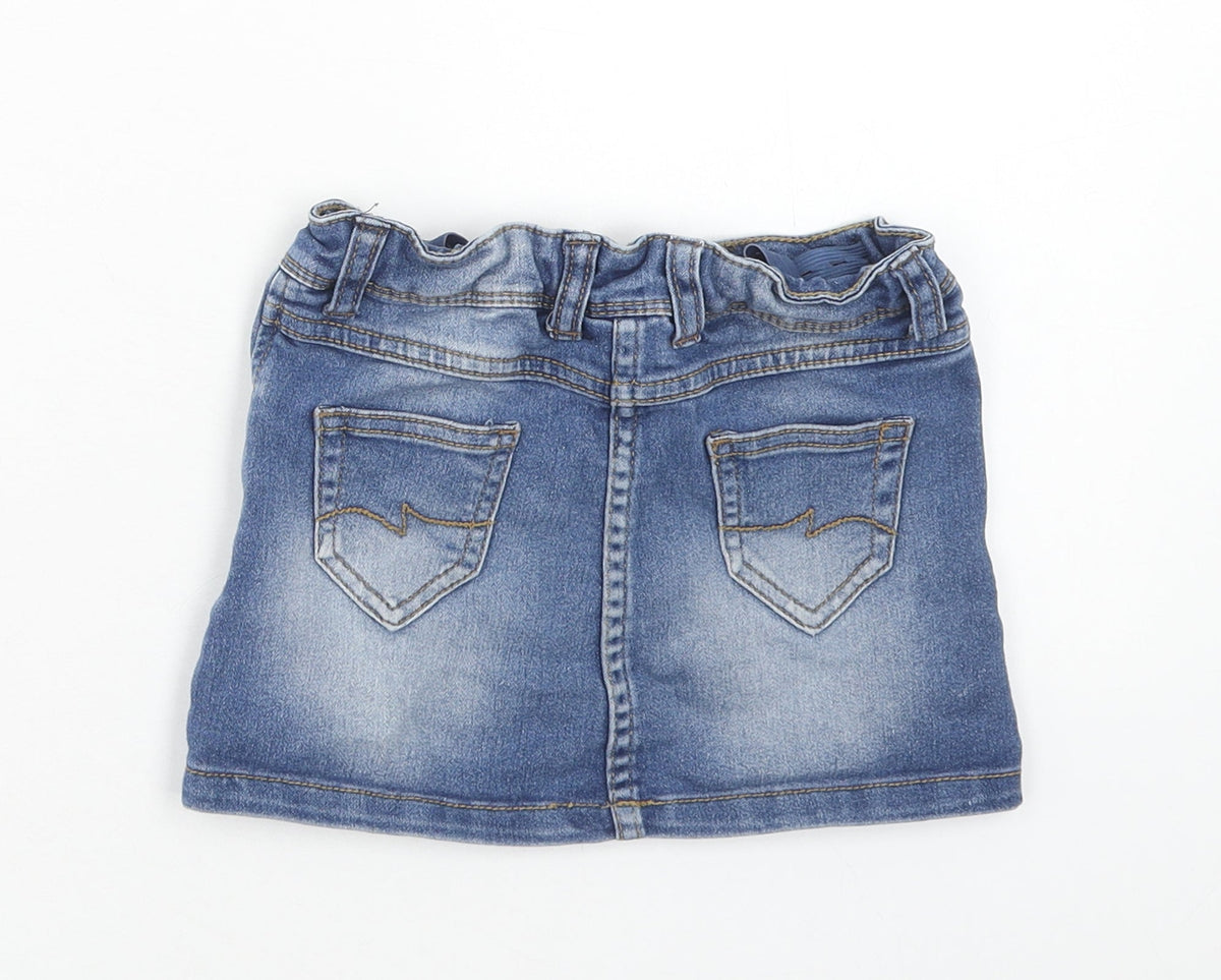 Evie Angel Girls Blue Cotton Mini Skirt Size 3 Years Regular Button