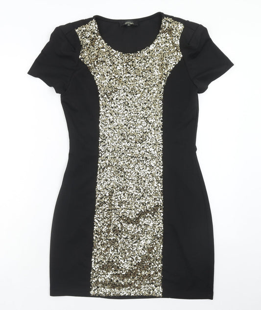 Madam Rage Womens Black Polyester Mini Size 10 Round Neck Pullover