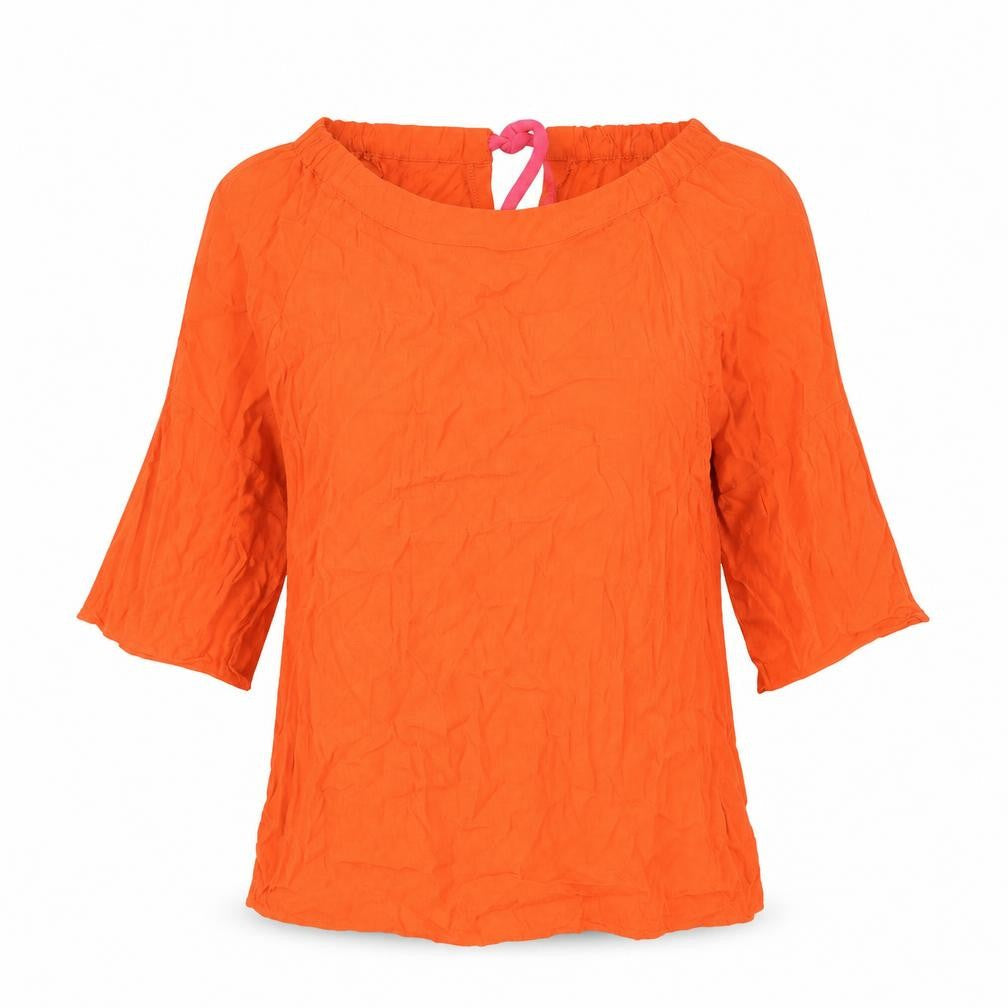 Oui Womens Orange Viscose Basic Blouse Size 12 Off the Shoulder