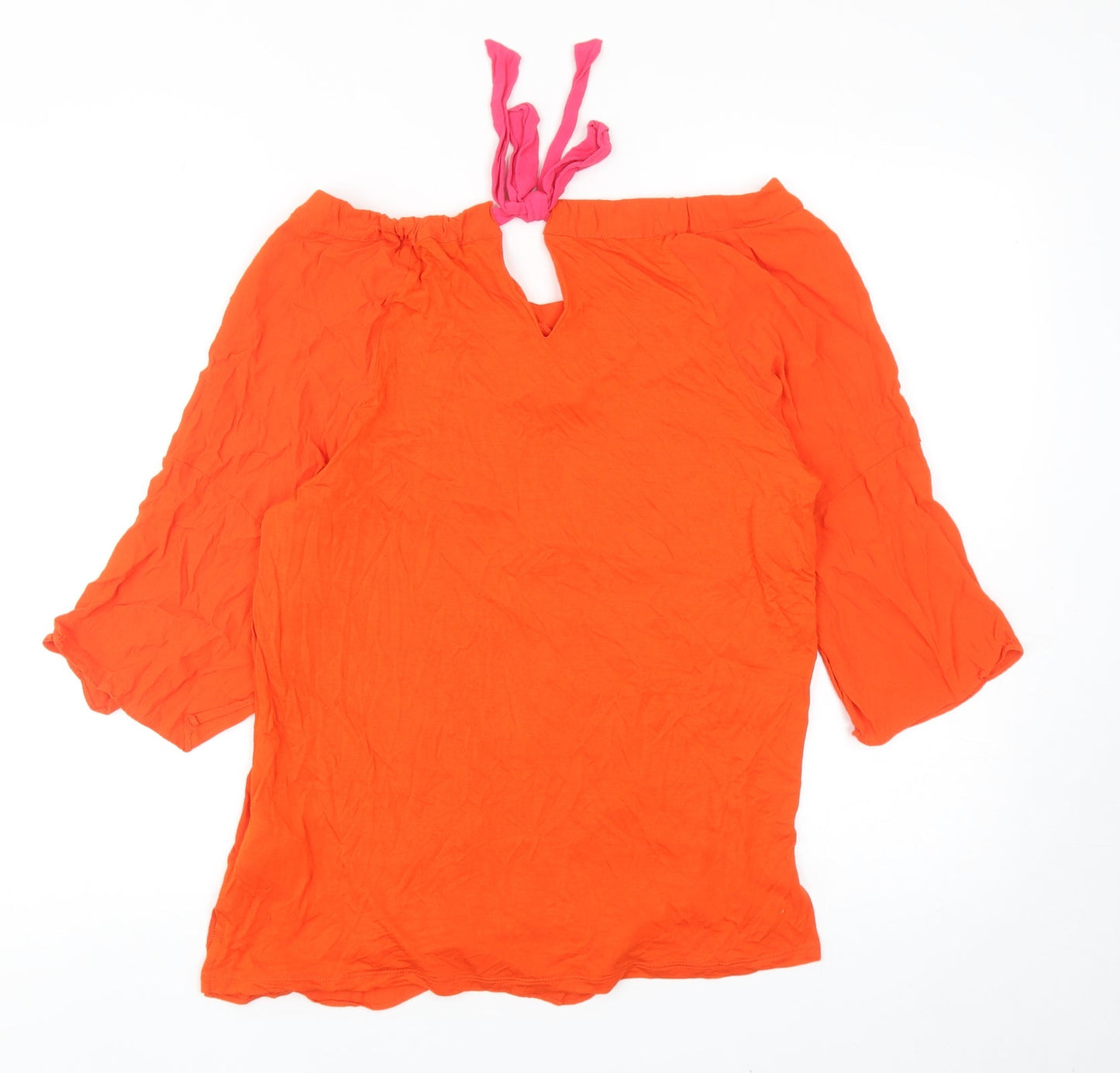 Oui Womens Orange Viscose Basic Blouse Size 12 Off the Shoulder